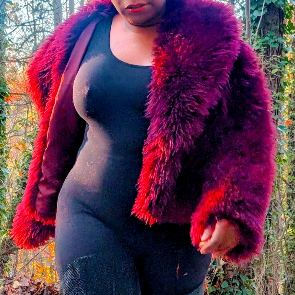 Faux Mongolian crop jacket